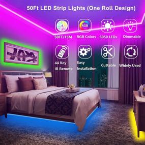 img 3 attached to 🌈 50ft RGB LED Strip Lights for Bedroom - HOUHUI Color Changing Light Strips with Remote & 24V Adapter - 5050 LED Light Strips Kit for Home Ceiling Bar Party Decoration (One Roll 50ft)