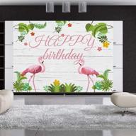 🌺 gemten tropical flamingo party supplies, hawaiian luau birthday decorations with 7x5ft photo backdrop, ideal for bedroom wall tapestry, blanket & home decor логотип