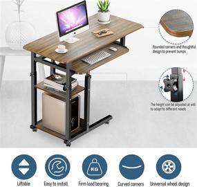 img 1 attached to Jitnetiy Height Adjustable Computer Desk with Wheels: Versatile C-Shaped Laptop Table for Sofa, Bed, and More