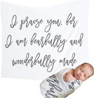 🌈 organic cotton muslin scripture blanket - fearfully & wonderfully made – christening, baptism, rainbow baby - child of god swaddling blanket - wall tapestry 47”x47” by mama bee’s homestead supply logo