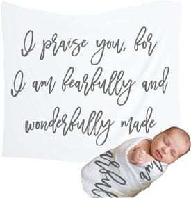 img 4 attached to 🌈 Organic Cotton Muslin Scripture Blanket - Fearfully & Wonderfully Made – Christening, Baptism, Rainbow Baby - Child of God Swaddling Blanket - Wall Tapestry 47”x47” by mama bee’s Homestead Supply