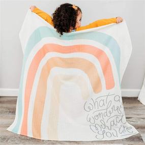 img 3 attached to 🌈 Rainbow Baby Blanket: A Perfect Gift for Newborns. Premium Soft Muslin Swaddle Blanket for Boys or Girls - 43” x 46” Size