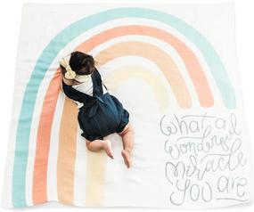 img 4 attached to 🌈 Rainbow Baby Blanket: A Perfect Gift for Newborns. Premium Soft Muslin Swaddle Blanket for Boys or Girls - 43” x 46” Size