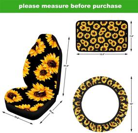 img 2 attached to 🌻 Sunflower Car Accessories Set - 12PCS: Front Seat Covers, Steering Wheel Cover, Universal Console Cover, Keyring, Shoulder Pads, Vent Decor & Cup Coaster