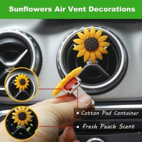 img 1 attached to 🌻 Sunflower Car Accessories Set - 12PCS: Front Seat Covers, Steering Wheel Cover, Universal Console Cover, Keyring, Shoulder Pads, Vent Decor & Cup Coaster