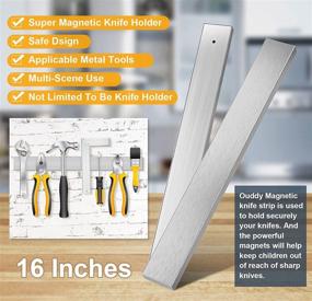 img 3 attached to 🔪 Magnetic Knife Holder: Ouddy 16 Inch Stainless Steel Magnetic Knife Strip for Kitchen Utensils, Art Supplies, and Tools