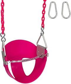 img 1 attached to 🎠 Highback Half Bucket Swing Set Stuff (Pink) - 5.5 Ft. Coated Chain & SSS Logo Sticker