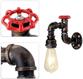 img 3 attached to 🚰 KAWELL Industrial Water Pipe Wall Sconce: Steampunk Vintage E26 Edison Wall Lamp for Corridor Cafe Bar and Home Brass - Iron Metal Water Pipe Style Light Fixture