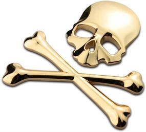 img 4 attached to 3D Skull Metal Skeleton Crossbones Car Motorcycle Sticker - VORCOOL Gold Label Emblem Badge for Car Styling Stickers Decal