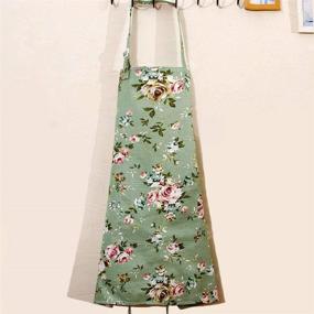 img 2 attached to 👩 Стильный фартук для кухни HOMKIN для женщин, 2 шт.: Хлопковый холстовый фартук с карманами для женщин-поваров - Зеленый & Синий (Средний)