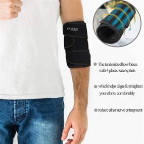 img 3 attached to 💌 Elbow Brace for Arthritis Relief, Tendonitis & Sports Injury Recovery - Stabilizer Support Brace with Night Time Immobilizing, Black (8.1" - 13.7" × W7.3")