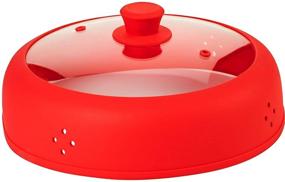 img 4 attached to 🍽️ Bezrat Vented Silicone and Glass Microwave Plate Cover - Large 12 inch, Red - Splatter Guard Lid with Handle for 6-11.8 inch Plates and Bowls