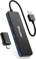 🔌 shuster usb hub, 4 port usb 3.0 hub, slim usb c hub adapter for macbook, mac pro, mac mini, imac, surface pro, xps, chromebook & more logo