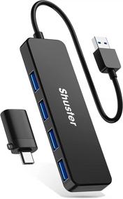 img 4 attached to 🔌 Shuster USB Hub, 4 Port USB 3.0 Hub, Slim USB C Hub Adapter for MacBook, Mac Pro, Mac Mini, iMac, Surface Pro, XPS, Chromebook & More