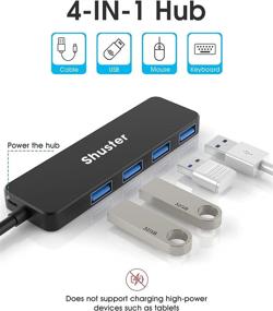 img 3 attached to 🔌 Shuster USB Hub, 4 Port USB 3.0 Hub, Slim USB C Hub Adapter for MacBook, Mac Pro, Mac Mini, iMac, Surface Pro, XPS, Chromebook & More