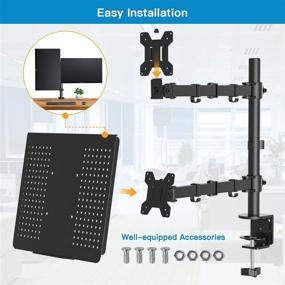 img 3 attached to 💻 HUANUO Laptop Mount with Keyboard Tray: Adjustable Monitor Desk Stand for 13-27 Inch LCD Screens Up to 22lbs, Black