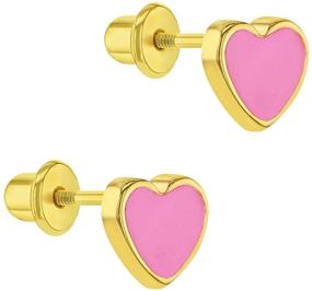 img 3 attached to 💕 Gold Plated Pink Enamel Heart Screw Back Earrings for Toddlers & Young Girls - Charming and Adorable Safety Heart Stud Earrings for Little Girls - Perfect Gift for Valentine's Day or Precious Occasions