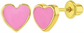 img 4 attached to 💕 Gold Plated Pink Enamel Heart Screw Back Earrings for Toddlers & Young Girls - Charming and Adorable Safety Heart Stud Earrings for Little Girls - Perfect Gift for Valentine's Day or Precious Occasions