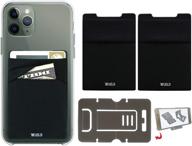 📱 wuoji rfid blocking phone card wallet - ultimate secure pocket - ultra-slim self adhesive credit card holder sleeves - phone wallet sticker for all smartphones(black)-2pc logo