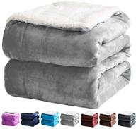 🛏️ sonoro kate sherpa fleece blanket queen size - reversible super soft thick plush, double-layered cozy couch throw velvet queen blanket for bed (grey, queen 90x90) логотип