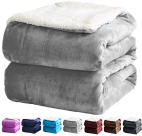 img 4 attached to 🛏️ SONORO KATE Sherpa Fleece Blanket Queen Size - Reversible Super Soft Thick Plush, Double-Layered Cozy Couch Throw Velvet Queen Blanket for Bed (Grey, Queen 90x90)