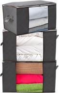 🧺 90l large capacity clothes and blanket storage bag organizer - reinforced handles, thick non-woven fabric - 3pack логотип