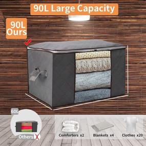 img 1 attached to 🧺 90L Large Capacity Clothes and Blanket Storage Bag Organizer - Reinforced Handles, Thick Non-Woven Fabric - 3Pack