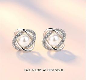 img 2 attached to 💫 Spiral Stud Earrings: Sterling Silver Freshwater Cultured Pearl & Cubic Zirconia Combination