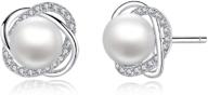 💫 spiral stud earrings: sterling silver freshwater cultured pearl & cubic zirconia combination logo