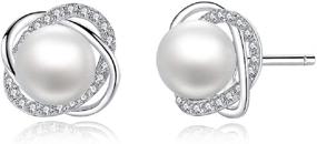 img 4 attached to 💫 Spiral Stud Earrings: Sterling Silver Freshwater Cultured Pearl & Cubic Zirconia Combination