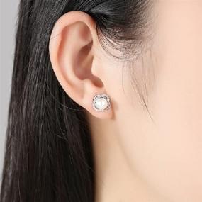 img 3 attached to 💫 Spiral Stud Earrings: Sterling Silver Freshwater Cultured Pearl & Cubic Zirconia Combination