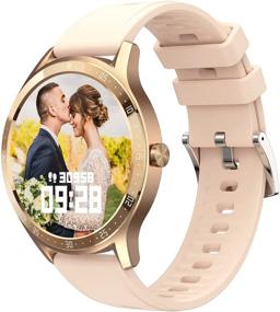 img 4 attached to ⌚ Gold Round Smart Watch – Compatible with Samsung iPhone, Fitness Tracker with Heart Rate/Sleep Monitor, IP67 Waterproof Touch Screen Smartwatch for Women Men