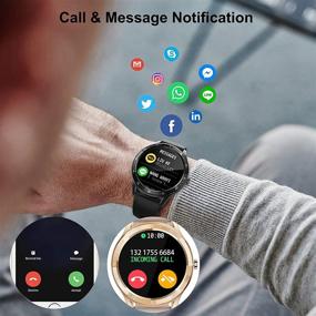 img 1 attached to ⌚ Gold Round Smart Watch – Compatible with Samsung iPhone, Fitness Tracker with Heart Rate/Sleep Monitor, IP67 Waterproof Touch Screen Smartwatch for Women Men