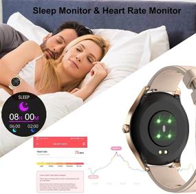 img 2 attached to ⌚ Gold Round Smart Watch – Compatible with Samsung iPhone, Fitness Tracker with Heart Rate/Sleep Monitor, IP67 Waterproof Touch Screen Smartwatch for Women Men