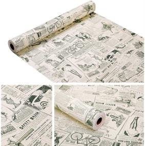 img 4 attached to 🗞️ 17.7 x 117 Inches Vintage Newspaper Vinyl Contact Paper Wallpaper - Self Adhesive Cabinet Shelf Drawer Liner for Kitchen Bathroom Backsplash Countertop Cupboard Table Desk Wall Decor, Smooth Finish