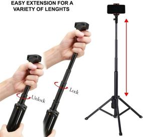 img 1 attached to Acuvar 54-Inch Aluminum Monopod Tripod/Selfie Stick with Universal Smartphone Mount, 📸 Wireless Remote Control Camera Shutter - Compatible with All iPhones, Androids & Smartphones