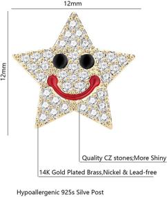 img 3 attached to 🌟 Gold Star Moon Stud Earrings for Women - Smiley Earrings with 5A Cubic Zirconia Paved Moons and Stars - Ideal for Girls