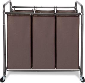 img 4 attached to 🧺 Brown Laundry Sorter Cart with Lockable Wheels, 3 Removable Bags - STORAGE MANIAC 3 Section Laundry Hamper with Heavy Duty Rolling