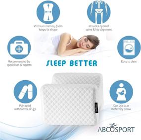 img 2 attached to 🛏️ Memory Foam Knee Pillow for Side Sleepers - Back, Pregnancy, Leg, Hip, and Sciatica Pain Relief - Leg Pillow Wedge with Washable Cover and Bag by Abco Tech