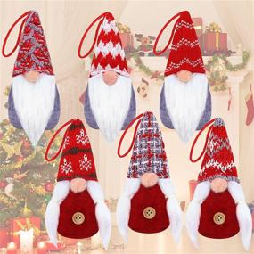 img 4 attached to 🎅 Baodlon Gnome Christmas Ornaments Set of 6 - Handmade Swedish Tomte Xmas Gnomes Plush Dolls for Scandinavian Santa Elf Table Decor, Hanging Tree Decorations & Home Festive Decoration