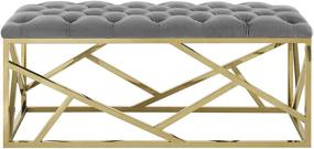 img 1 attached to 💛 Gold Gray Modway Intersperse Tufted Modern Bench with Geometric Gold Stainless Steel Frame