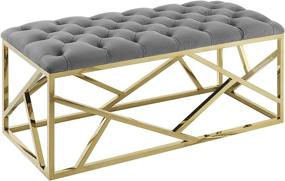 img 3 attached to 💛 Gold Gray Modway Intersperse Tufted Modern Bench with Geometric Gold Stainless Steel Frame