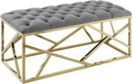 💛 gold gray modway intersperse tufted modern bench with geometric gold stainless steel frame logo