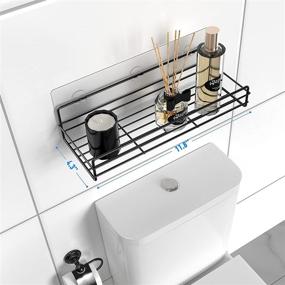 img 1 attached to 🚿 SUS304 Rustproof Black Shower Caddy Basket Shelf with Soap Holder - Traceless Adhesive Shower Wall Shelves for Bathroom Shower Storage - 3-Pack Organizer