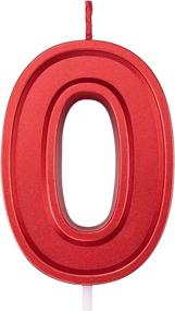 img 4 attached to 🎂 Large 2.75in Metallic Red Number 0 Happy Birthday Candles for Cake Decoration - Ideal for Adults/Kids Party Baking - Red Color Cupcake Toppers