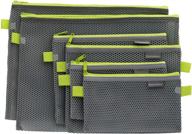 👜 gray mesh zipper pouch set - 6-piece clear bags, 3 sizes for cosmetics, travel, and organization logo