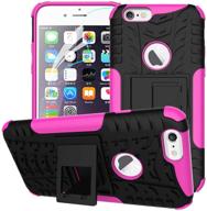 📱 hot pink iphone 6s case with screen protector - slim dual layer shockproof wallet cover with kickstand logo