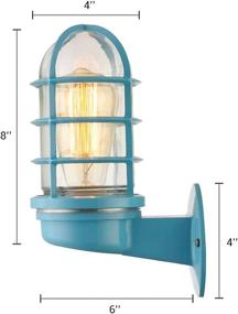 img 3 attached to RUNNUP Industrial Wall Sconce Mini Nautical Style Wall Light With Metal Cage And Glass Shade In Blue Finish