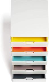 img 2 attached to 🗄️ DURABLE VARICOLOR Mix Desktop Drawer Organizer - 5 Compartments with Removable Labels, 11" x 14" x 11.375", White & Multicolored