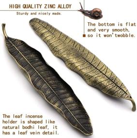 img 2 attached to 🍃 Durable Zinc Alloy Incense Holder Set - Leaf and Snail Incense Burner, Stylish Ash Catcher Tray for Sticks, Perfect for Meditation, Yoga, Home & Office